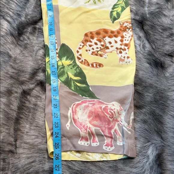 C.A. Sport 100% Silk Safari Jungle Print Pull On Pants Fully Lined Size Small - Picture 5 of 9
